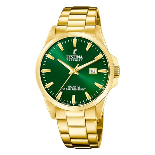 Festina Swiss Made F20044/5 Herrenuhr Gold grünes Zifferblatt von Festina