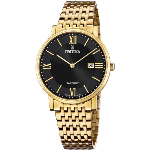Festina Uhr Für Herren F20020/3 Swiss Made Gold Edelstahl Case GoldEdelstahl Band von Festina
