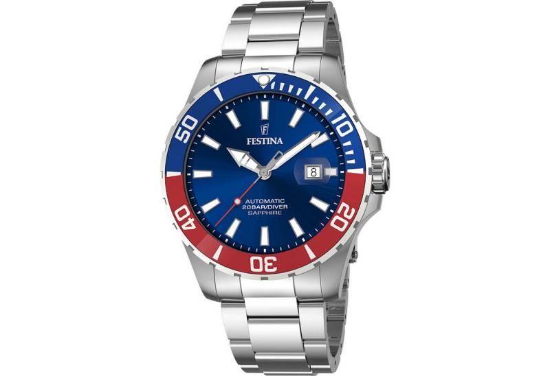 Festina Taucheruhr Automatikuhr F20531/5 – Blaues Zifferblatt, Edelstahlarmband, 44 mm F20531/5 von Festina