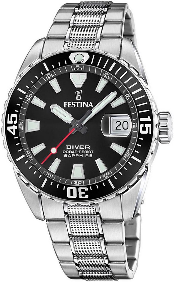 Festina Taucheruhr The Originals/Diver F20669/3, Armbanduhr,Quarzuhr,Herrenuhr,bis 20 bar wasserdicht, Edelstahlarmband Festina Taucheruhr The Originals/Diver F20669/3, Armbanduhr,Quarzuhr,Herrenuhr,bis 20 bar wasserdicht, Edelstahlarmband von Festina