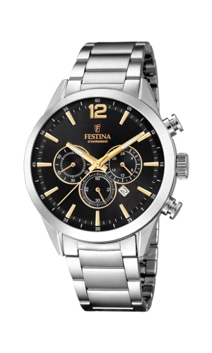 Festina Herren Chronograph Quarz Uhr mit Edelstahl Armband F20343/4 von Festina