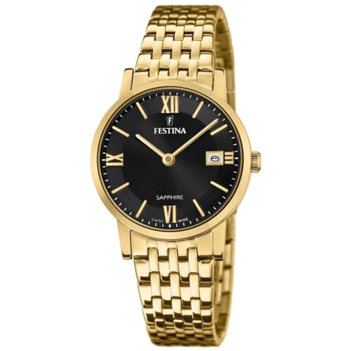 Festina Uhr Für Damen F20021/3 Swiss Made Gold Edelstahl Case GoldEdelstahl Band von Festina