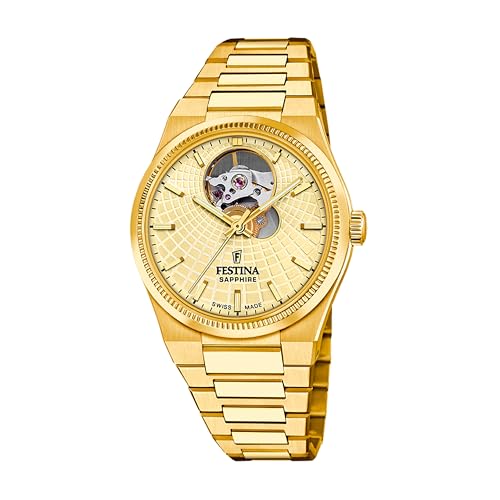 Festina Uhr Für Damen F20064/2 Swiss Made Rivé Automatic Gold Edelstahl Case GoldEdelstahl Band von Festina