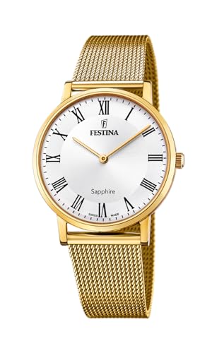 Festina Uhr Für Herren F20022/4 Swiss Made Gold Edelstahl Case GoldEdelstahl Band von Festina