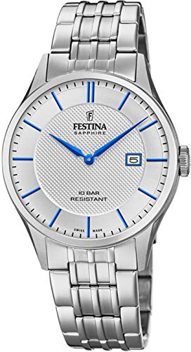 Festina Uhr Für Herren F20005/2 Swiss Made Silber Edelstahl Case SilberEdelstahl Band von Festina