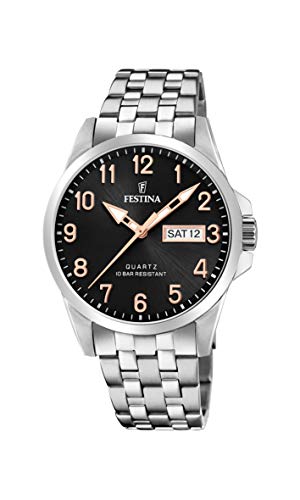 Festina Unisex Erwachsene Analog Quarz Uhr mit Edelstahl Armband F20357/D von Festina