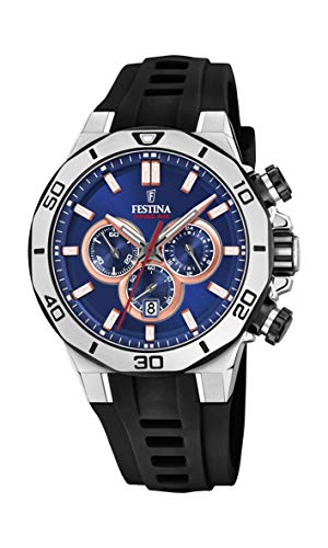 Festina Unisex Erwachsene Chronograph Quarz Uhr mit Silikon Armband F20449/1 von Festina