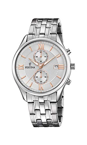 Festina Herren Chronograph Quarz Uhr mit Edelstahl Armband F6854/5 von Festina