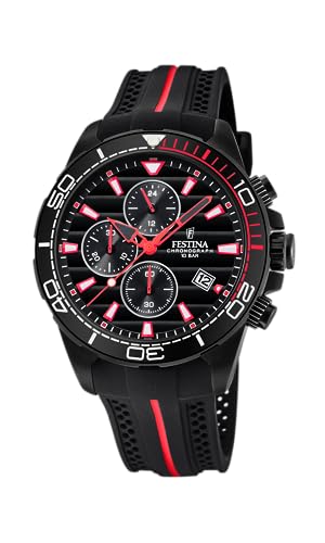 Festina Uhr Für Herren F20366/3 Outlet Schwarz Edelstahl Case SchwarzSilikon Band von Festina