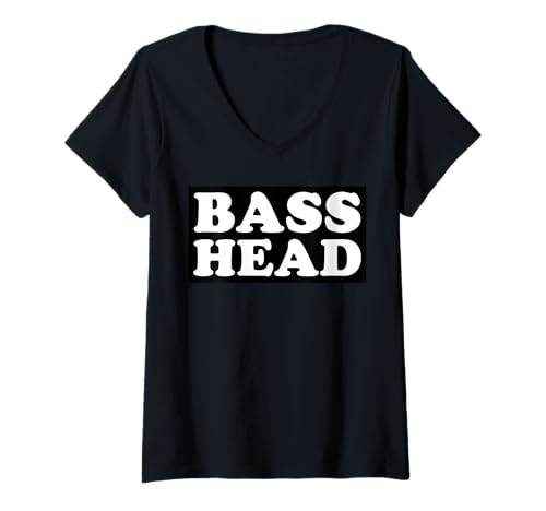 Damen Bass Head Headbanger EDM Rave Kostüm Festival Tanzmusik T-Shirt mit V-Ausschnitt Damen Bass Head Headbanger EDM Rave Kostüm Festival Tanzmusik T-Shirt mit V-Ausschnitt von Festival Stories