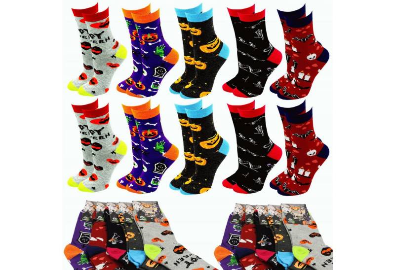 Festivalartikel Socken 10x Damen Baumwollsocken Lang Warm Halloween Bunte Socken 36-38 (1-Paar) von Festivalartikel