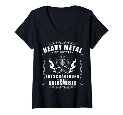 Damen Heavy Metal Ist Gottes Entschädigung für die Volksmusik T-Shirt mit V-Ausschnitt Damen Heavy Metal Ist Gottes Entschädigung für die Volksmusik T-Shirt mit V-Ausschnitt von Festivaloutfits und Festival Kleidung