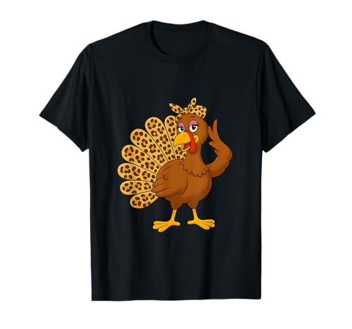 Thanksgiving Türkei Frauen Mädchen Leopardenmuster Herbst Herbst T-Shirt Thanksgiving Türkei Frauen Mädchen Leopardenmuster Herbst Herbst T-Shirt von Festive Autumn Vibes