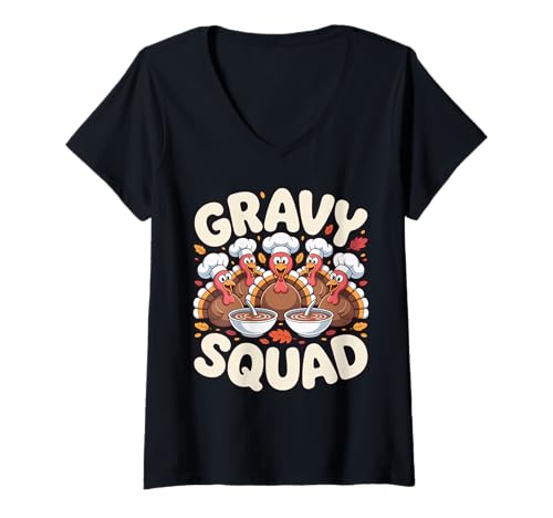 Damen Gravy Squad Familien-Look zu Thanksgiving T-Shirt mit V-Ausschnitt Damen Gravy Squad Familien-Look zu Thanksgiving T-Shirt mit V-Ausschnitt von Festive Family Designs