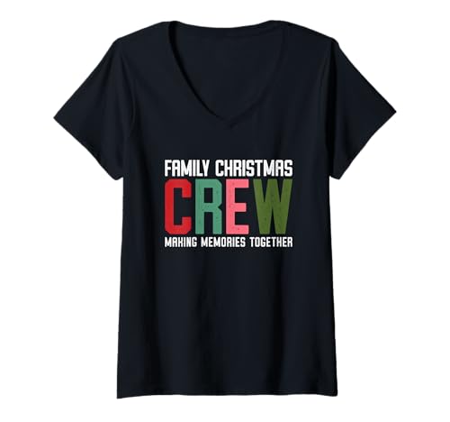 Damen Familien-Weihnachtscrew Macht gemeinsam Erinnerungen T-Shirt mit V-Ausschnitt Damen Familien-Weihnachtscrew Macht gemeinsam Erinnerungen T-Shirt mit V-Ausschnitt von Festive Family Holiday Gathering Attire