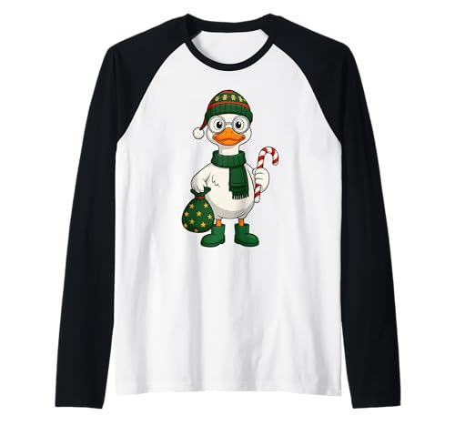 Weihnachtsgans-Outfit mit Zuckerstange für Kinder Raglan von Festive Goose Christmas Matching Outfits For Kids