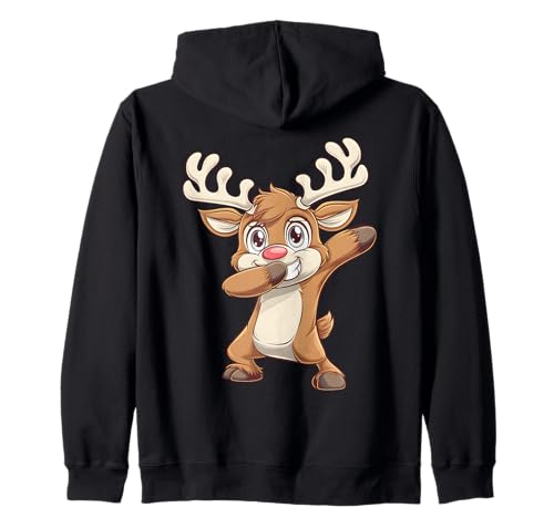Dabbing Rudolph Rentier mit roter Nase für Kinder, Weihnachtsdesign Kapuzenjacke Dabbing Rudolph Rentier mit roter Nase für Kinder, Weihnachtsdesign Kapuzenjacke von Festive Holiday Apparel for Kids and Adults