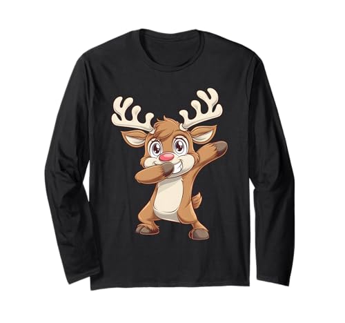 Dabbing Rudolph Rentier mit roter Nase für Kinder, Weihnachtsdesign Langarmshirt Dabbing Rudolph Rentier mit roter Nase für Kinder, Weihnachtsdesign Langarmshirt von Festive Holiday Apparel for Kids and Adults