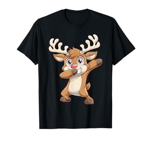 Dabbing Rudolph Rentier mit roter Nase für Kinder, Weihnachtsdesign T-Shirt Dabbing Rudolph Rentier mit roter Nase für Kinder, Weihnachtsdesign T-Shirt von Festive Holiday Apparel for Kids and Adults