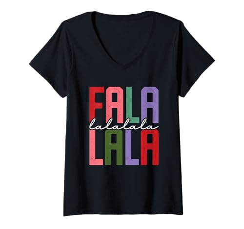 Damen FA La Festliche Weihnachtsstimmung T-Shirt mit V-Ausschnitt Damen FA La Festliche Weihnachtsstimmung T-Shirt mit V-Ausschnitt von Festive Holiday Cheer Christmas Fun