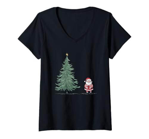Damen Oops I Forgot Santa Claus Weihnachtsbaum T-Shirt mit V-Ausschnitt Damen Oops I Forgot Santa Claus Weihnachtsbaum T-Shirt mit V-Ausschnitt von Festive Holiday Cheer Santa Claus Evergreen