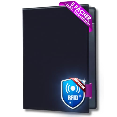 Festland DESIGN® Reisepasshülle mit RFID-Schutz Passport Holder Reisepass Hülle aus Kunststoff für max. 2 Reisepässe Reise Dokumente Travel Mappe für Damen und Herren Schutzhülle Kartenetui Schwarz von Festland DESIGN