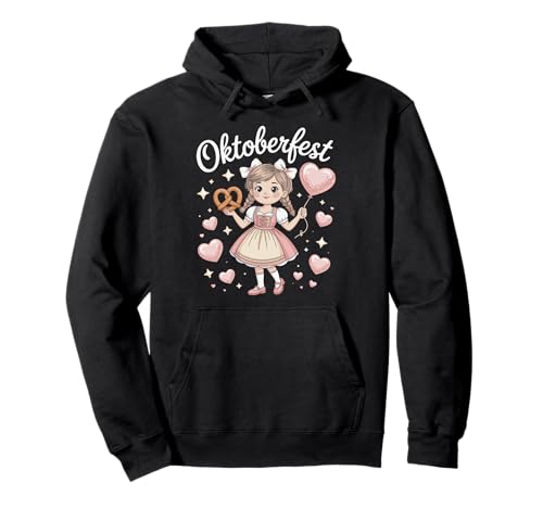 Pretzel Luftballon Herz Breze Mädchen im Dirndl Oktoberfest Pullover Hoodie von Festliche Bayerische Kultur Bekleidung
