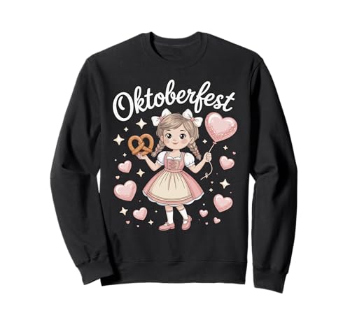 Pretzel Luftballon Herz Breze Mädchen im Dirndl Oktoberfest Sweatshirt von Festliche Bayerische Kultur Bekleidung