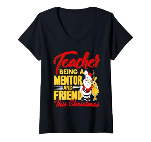 Damen Lehrer Mentor Freund Weihnachten Wertschätzung T-Shirt mit V-Ausschnitt Damen Lehrer Mentor Freund Weihnachten Wertschätzung T-Shirt mit V-Ausschnitt von Festliche Lehrerrolle Vorbild Schulzeit Ehre