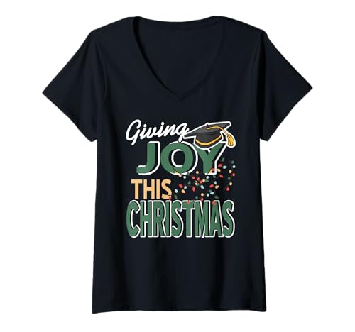 Damen Weihnachten Freude Schenken Lehrer Feierlich Spaß T-Shirt mit V-Ausschnitt Damen Weihnachten Freude Schenken Lehrer Feierlich Spaß T-Shirt mit V-Ausschnitt von Festliche Schulfreude Lehrer Abschlussidee