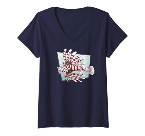 Damen Feuerfisch Rotfeuerfisch Meer Taucher Aquarium Fische T-Shirt mit V-Ausschnitt Damen Feuerfisch Rotfeuerfisch Meer Taucher Aquarium Fische T-Shirt mit V-Ausschnitt von Feuerfisch Aquaristik Fische Meer Geschenke