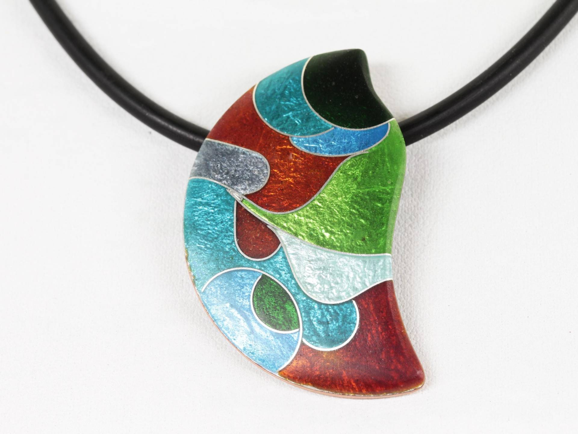 Anhänger Mit 925Er Silberdrähten Und Emaille in Bunten Farben Wie Orange Blau Rot Türkis Grün Grau Geschenk Unikatschmuck Emailleschmuck von FeuerschmuckSander