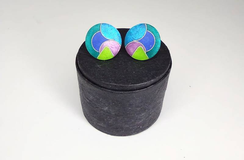 Emaille Ohrstecker Mod. 1 + 2 in Transparenten Farben Ohrschmuck Unikatschmuck Geschenk Für Die Freundin Handarbeit Schmuck Ohrringe von FeuerschmuckSander