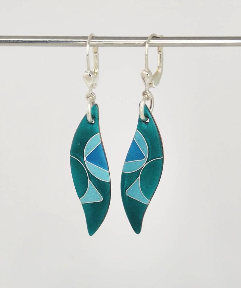 Handgefertigte Emaille-Ohrhänger Türkistöne, Oberfläche Matt, Unikatschmuck, Emailleschmuck, Geschenk Für Die Freundin, Weihnachtsgeschenk von FeuerschmuckSander