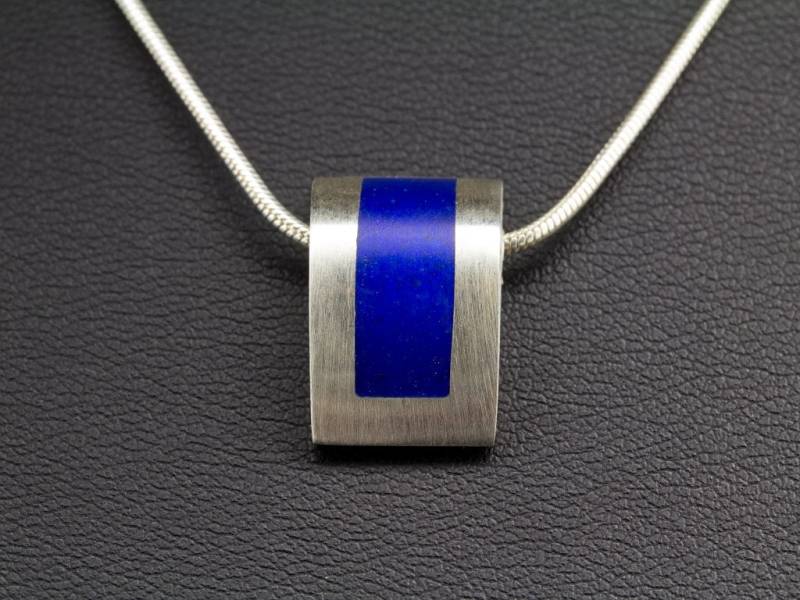 925Er Silber-Anhänger Gewölbt Mit Blauem Emaille Geschenk Für Sie Handarbeit Unikatschmuck Emailleschmuck Die Freundin Handmade von FeuerschmuckSander