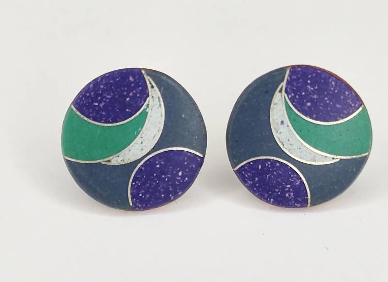 Ohrstecker Mit Emaille in Lila Meliert Hellgrau Mel. Grün Anthrazit Unikatschmuck Geschenk Für Die Freundin Geburtstag Ohrringe Ohrschmuck von FeuerschmuckSander