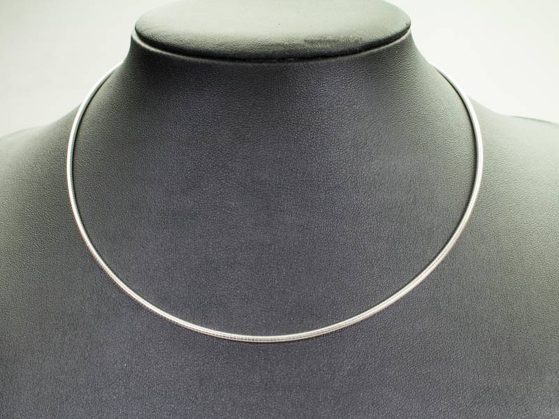 Omega-Halsreif 925Er Silber Mit Karabinerhaken, Flexibel, Kette Halskette Emailleschmuck Handarbeit Geschenk Zum Geburtstag von FeuerschmuckSander