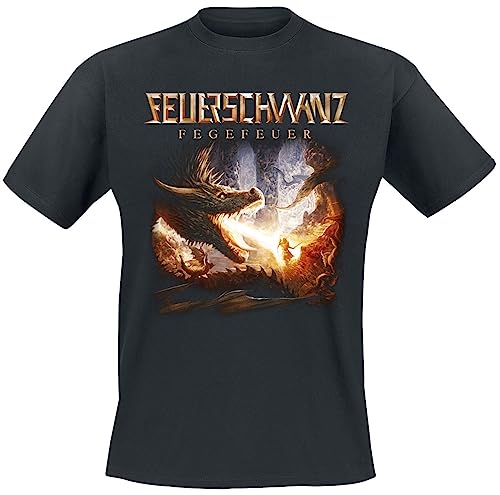 Feuerschwanz Fegefeuer Männer T-Shirt schwarz XXL 100% Baumwolle Band-Merch, Bands von Feuerschwanz