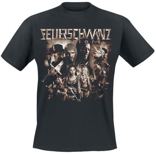 Feuerschwanz Warriors Männer T-Shirt schwarz M 100% Baumwolle Band-Merch, Bands von Feuerschwanz