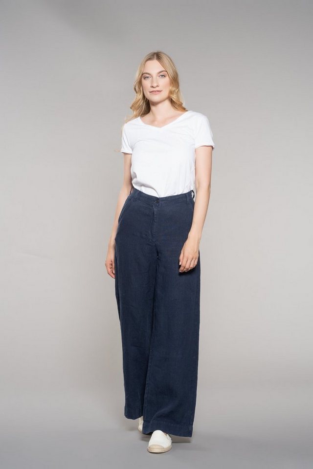 Feuervogl Leinenhose fv-Fr:051, Wide Leg, High Waist, Pure Linen von Feuervogl
