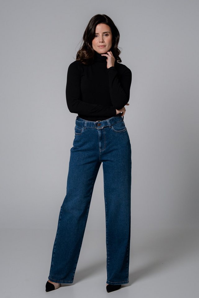 Feuervogl Weite Jeans fv-Flor:ence Wide Leg, High Waist, Medium Blue 5-Pocket-Style von Feuervogl