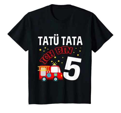 Kinder Tatü Tata - Ich bin 5 - Feuerwehr Feuerwehrauto Geschenkidee T-Shirt Kinder Tatü Tata - Ich bin 5 - Feuerwehr Feuerwehrauto Geschenkidee T-Shirt von Feuerwehr Feuerwehrauto Geschenk zum 5. Geburtstag