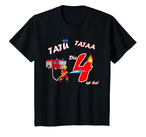 Kinder Feuerwehrmann Tatütata Ich bin 4 Feuerwehr Kinder Geburtstag T-Shirt Kinder Feuerwehrmann Tatütata Ich bin 4 Feuerwehr Kinder Geburtstag T-Shirt von Feuerwehr Gastgeschenk Geburtstagsgeschenke