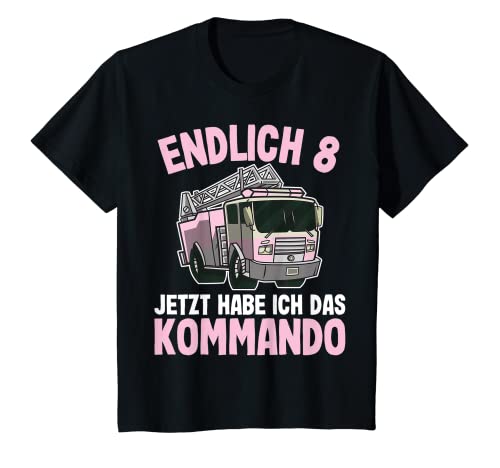 Kinder Endlich Acht Jahre | 8. Geburtstag Mädchen Feuerwehr T-Shirt von Feuerwehr Geschenke Zum Kindergeburtstag 83-Tees