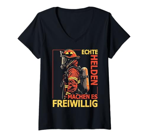 Damen Echte Helden Machen Es Freiwillig Ehrenamt Feuerwehr T-Shirt mit V-Ausschnitt Damen Echte Helden Machen Es Freiwillig Ehrenamt Feuerwehr T-Shirt mit V-Ausschnitt von Feuerwehr Im Einsatz Feuerwehrmann Design