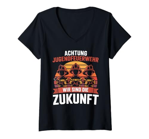 Damen Achtung Jugendfeuerwehr Wir Sind Die Zukunft T-Shirt mit V-Ausschnitt Damen Achtung Jugendfeuerwehr Wir Sind Die Zukunft T-Shirt mit V-Ausschnitt von Feuerwehr Jugend Feuerwehr Zukunft Team