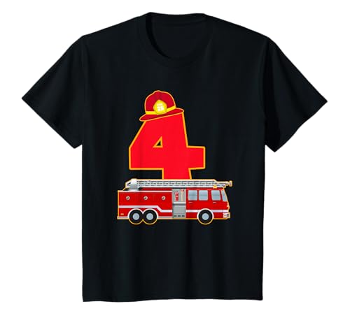 4. Geburtstag Feuerwehr Auto T-Shirt Feuerwehrmann Kostüm T-Shirt 4. Geburtstag Feuerwehr Auto T-Shirt Feuerwehrmann Kostüm T-Shirt von Feuerwehr Kinder Geburtstag Shirt