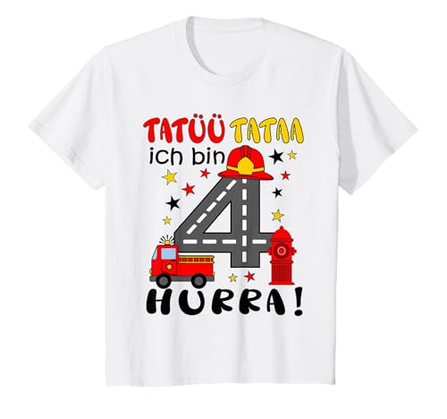 4 Jahre Junge Kinder-Geburtstag Feuerwehr T-Shirt 4 Jahre Junge Kinder-Geburtstag Feuerwehr T-Shirt von Feuerwehr Kindergeburtstag 4 Jahre Junge