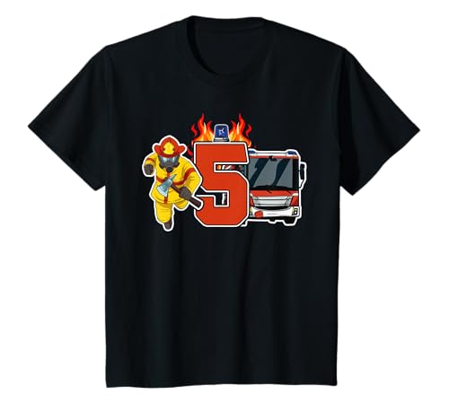 Kinder Feuerwehr Feuerwehrauto Feuerwehrmann 5. Geburtstag 5 Jahre T-Shirt Kinder Feuerwehr Feuerwehrauto Feuerwehrmann 5. Geburtstag 5 Jahre T-Shirt von Feuerwehr Kindergeburtstag Jungen & Mädchen