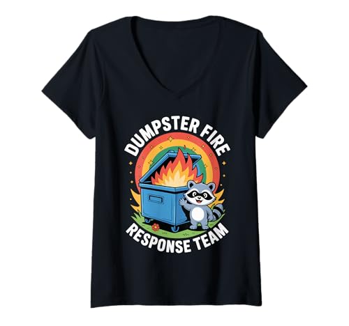 Damen Dumpster Fire Response Team T-Shirt mit V-Ausschnitt Damen Dumpster Fire Response Team T-Shirt mit V-Ausschnitt von Feuerwehr Notfallhelfer Feuerwehrmann